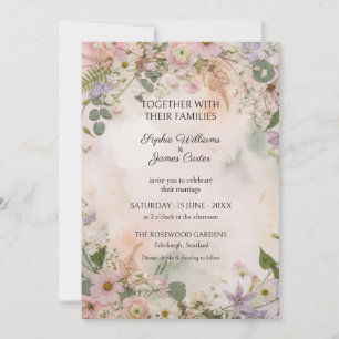 Convite de Casamento Flor Silvestre Pastel Cor-de-