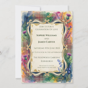 Convite de Casamento Flor Silvestre Xadrez Arco-ír