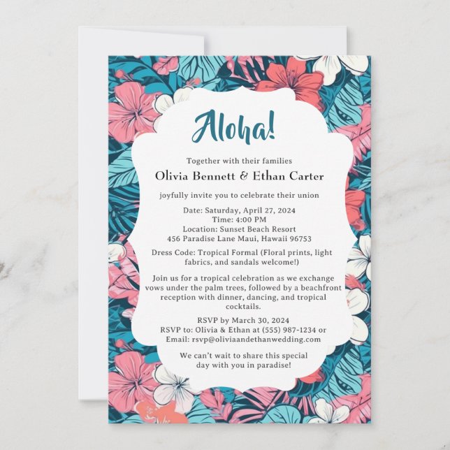 Convite de Casamento Flor Tropical (Frente)