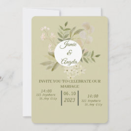Convite de casamento flor verde