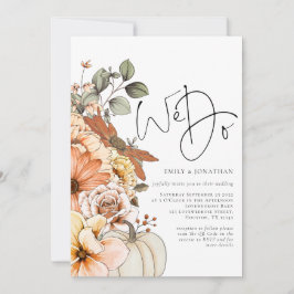 Convite de Casamento Florais Abóbora Outono Nós Fa