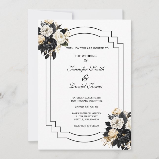 Convite de Casamento Floral (Frente)
