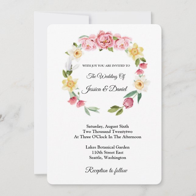 Convite De Casamento Floral (Frente)