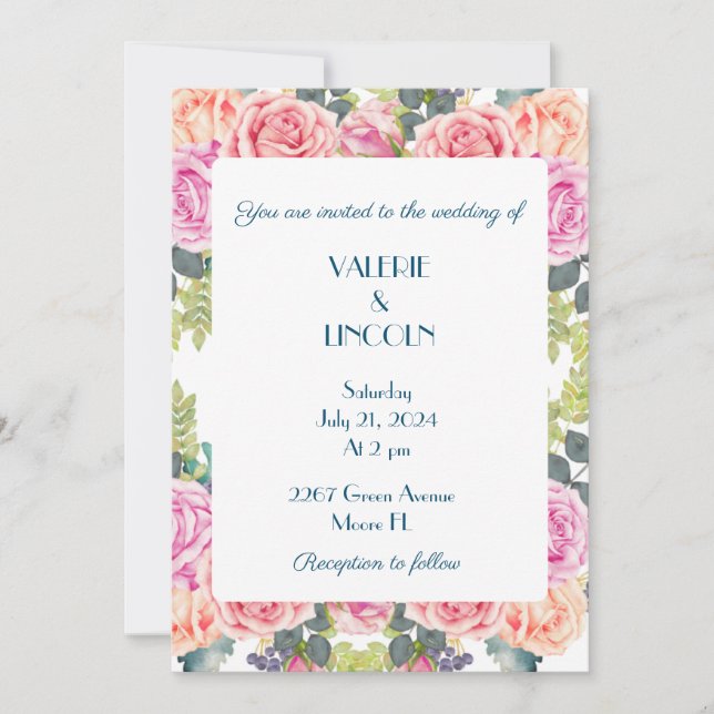 Convite de casamento floral (Frente)