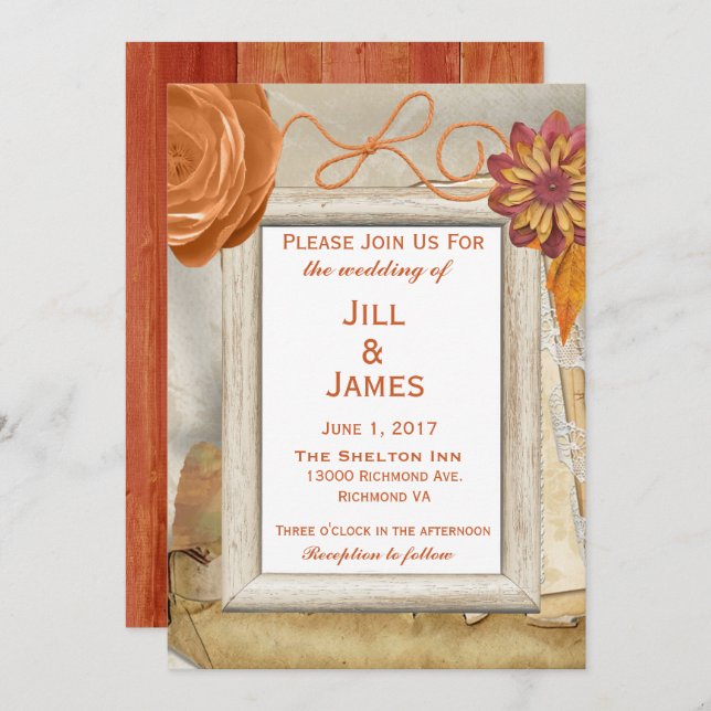 Convite De Casamento Floral (Frente/Verso)