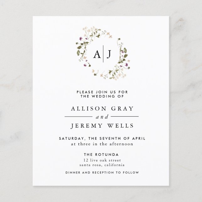 Convite De Casamento Floral (Frente)