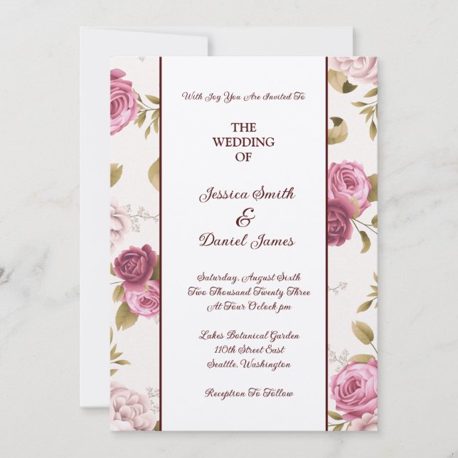 Convite de Casamento Floral (Frente)
