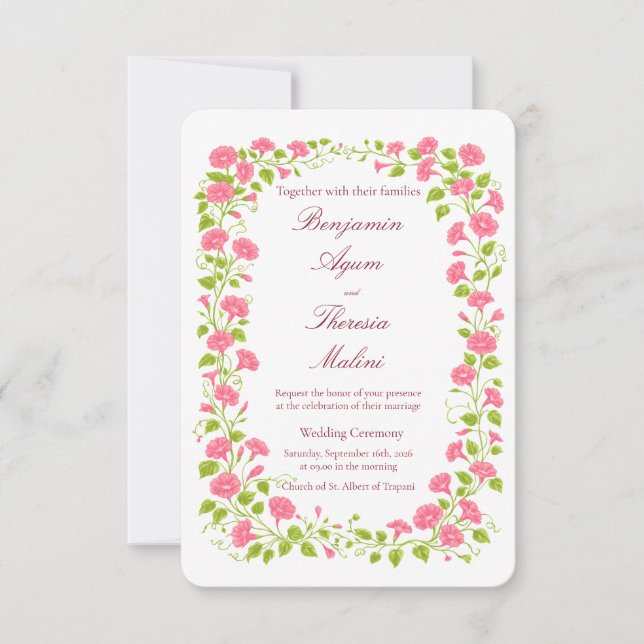 Convite de Casamento Floral (Frente)