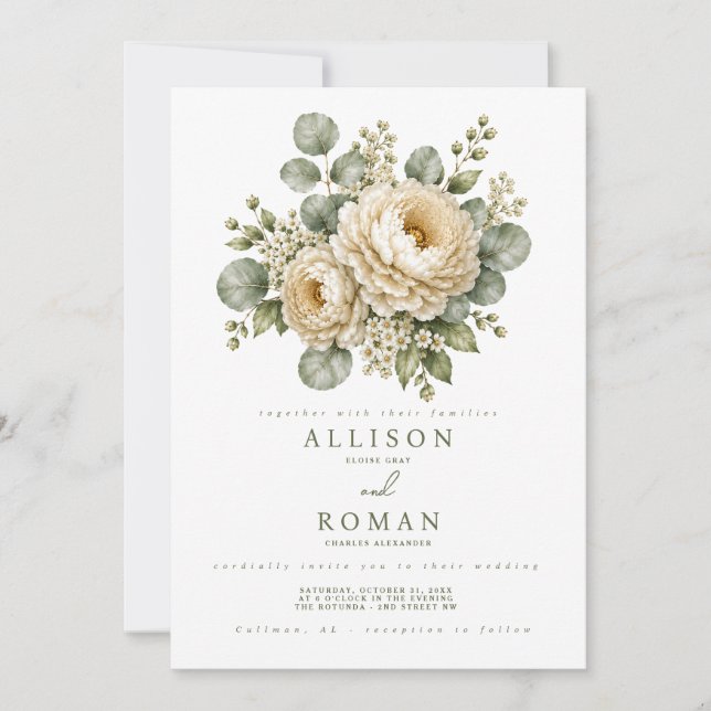 Convite de Casamento Floral (Frente)