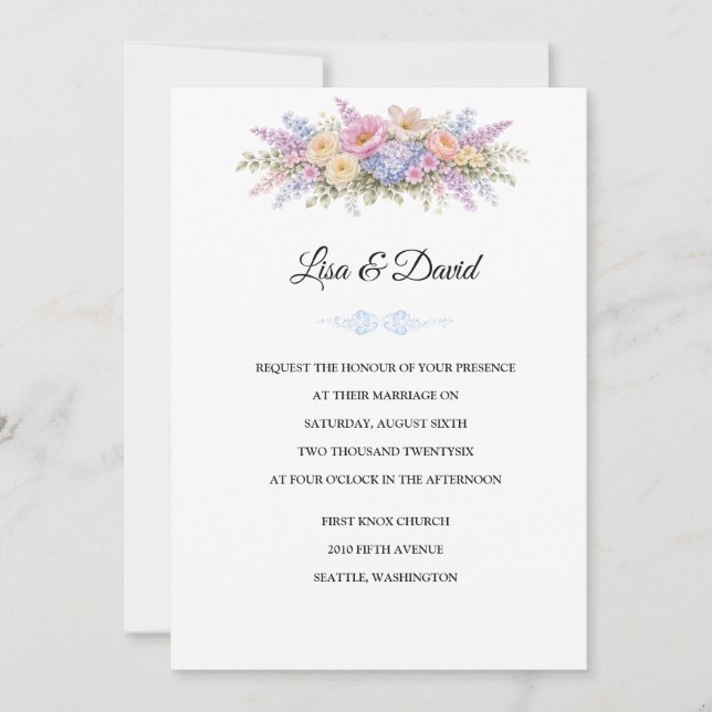 Convite de Casamento Floral (Frente)