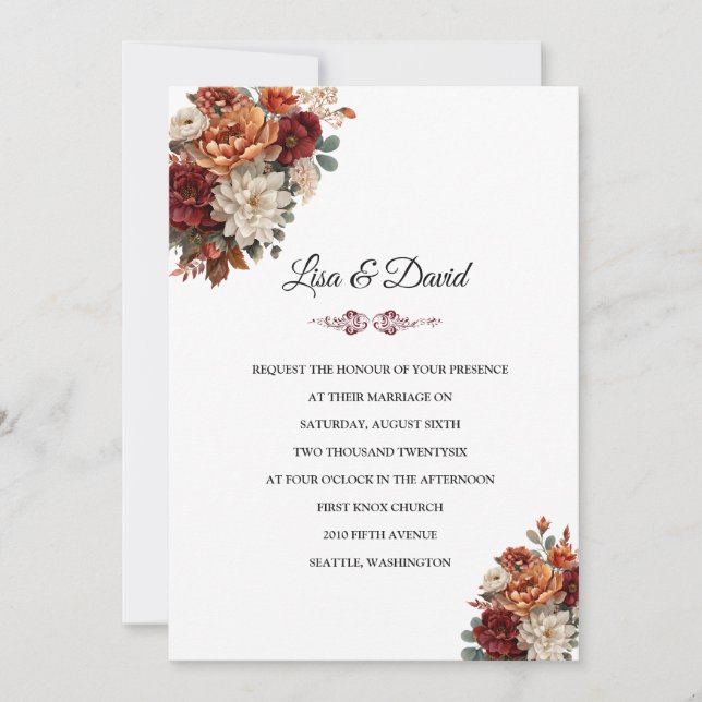 Convite de Casamento Floral (Frente)