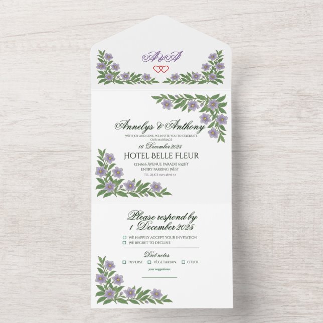 Convite de casamento floral (Inside)