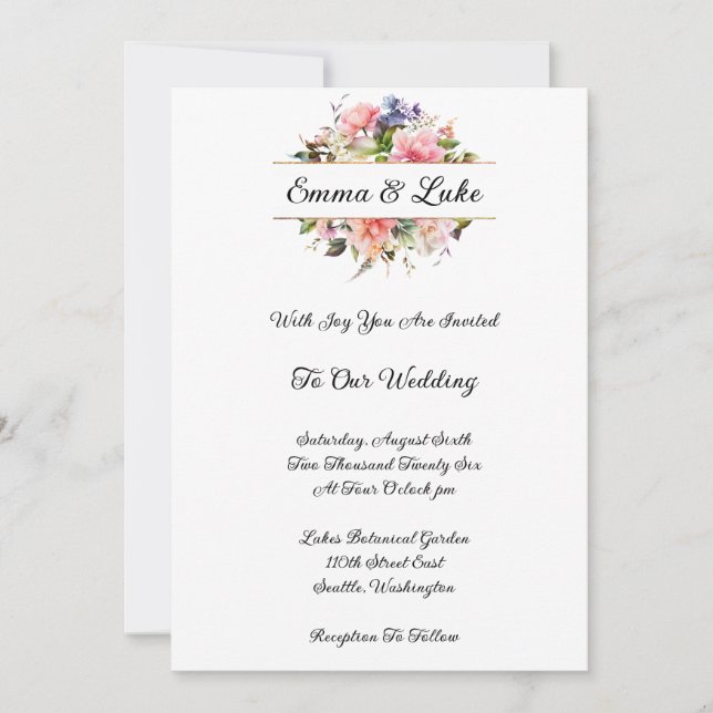 Convite de Casamento Floral (Frente)