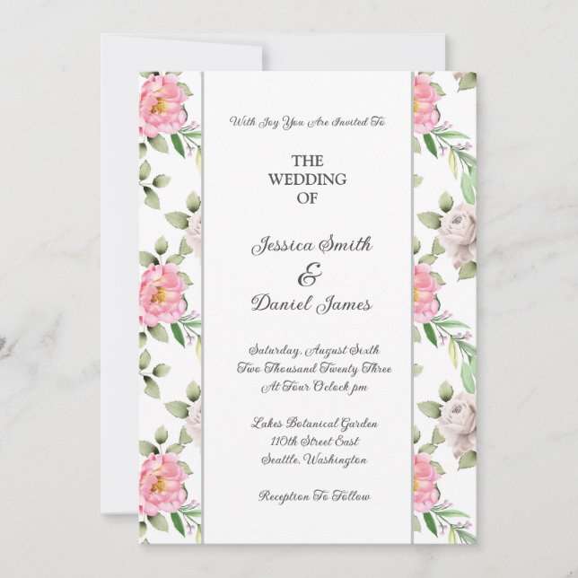 Convite De Casamento Floral (Frente)