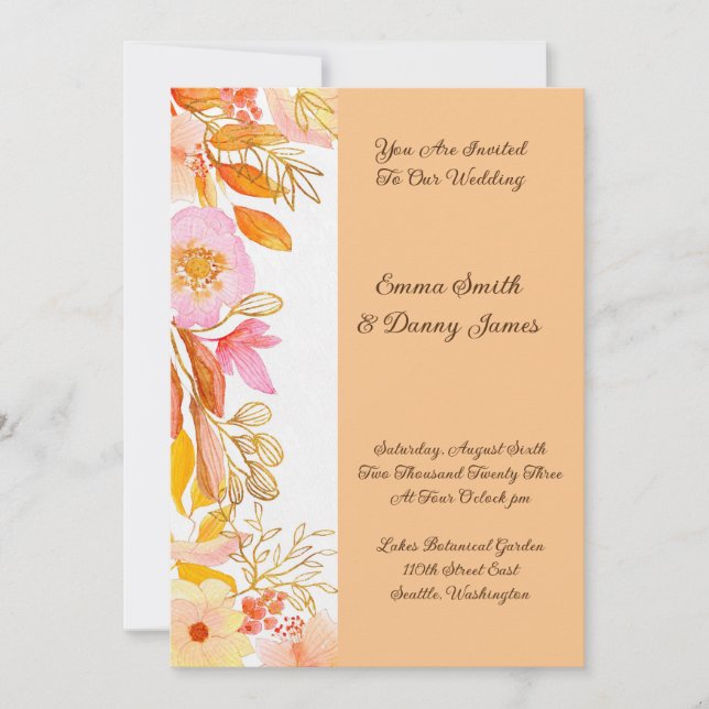 Convite de Casamento Floral (Frente)