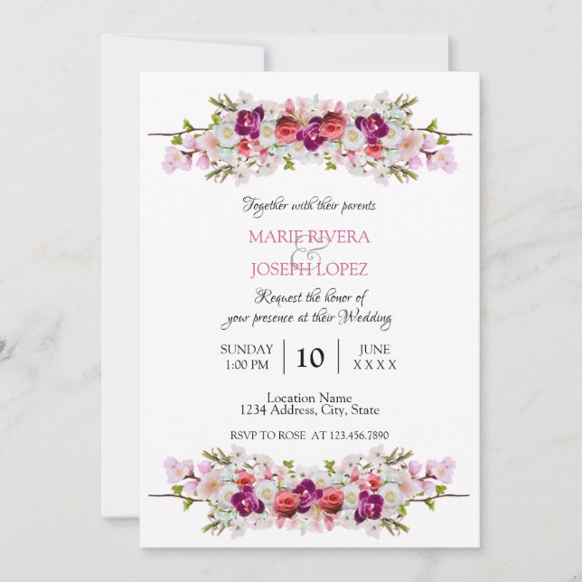 Convite De Casamento - Floral01 (Frente)