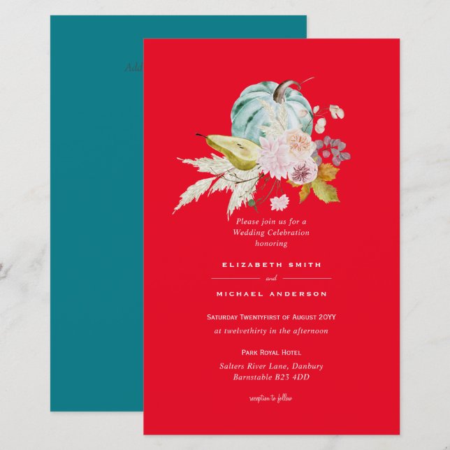 CONVITE DE CASAMENTO Floral A9 - Pumpkin Fall (Frente/Verso)