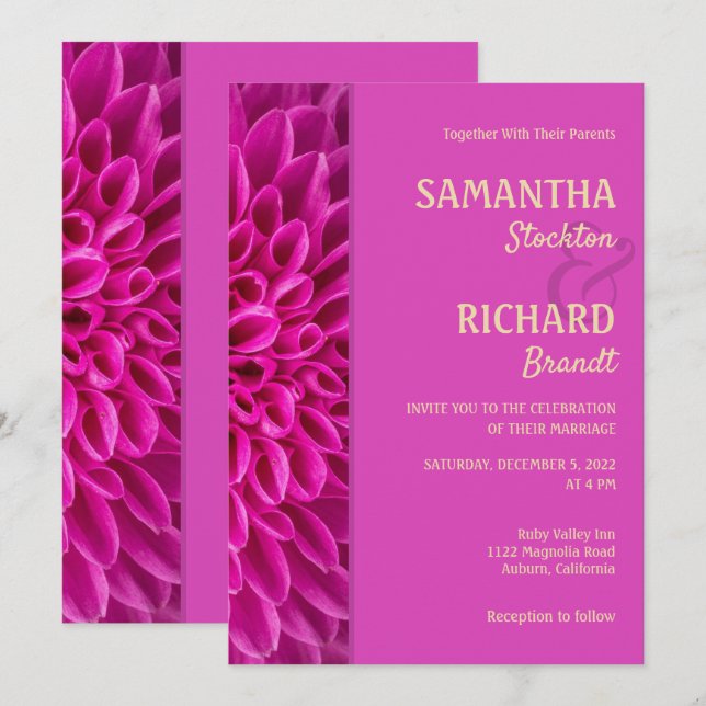 Convite De Casamento Floral A Rosa na moda (Frente/Verso)