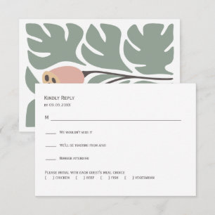 Convite de Casamento Floral Abstrato Sage & Blush,