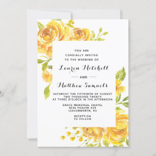 Convite De Casamento Floral Amarelo