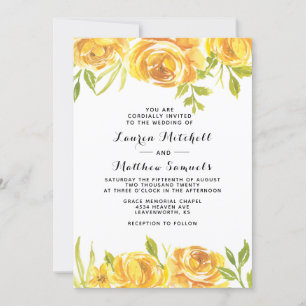 Convite De Casamento Floral Amarelo