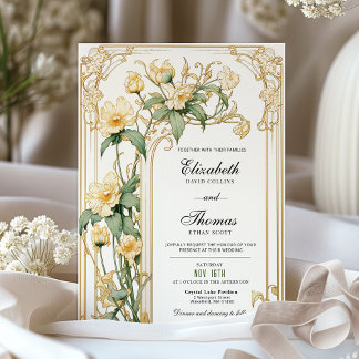 Convite De Casamento Floral Amarelo