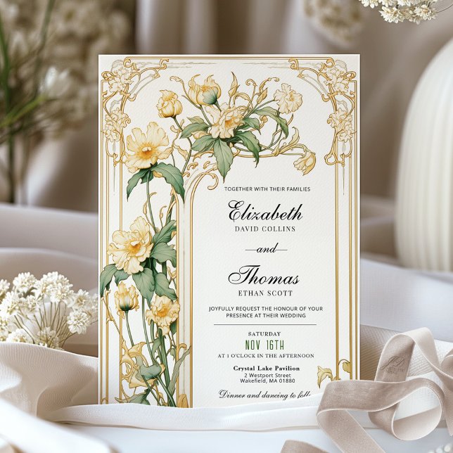 Convite De Casamento Floral Amarelo (Criador carregado)