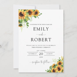 Convite de Casamento Floral Amarelo