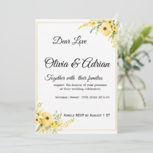 Convite de Casamento Floral Amarelo   ElegaConvite