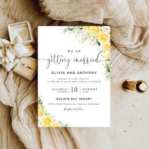 Convite de Casamento Floral Amarelo Elegante