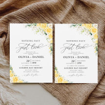 Convite de Casamento Floral Amarelo Elegante