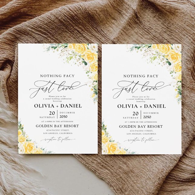Convite de Casamento Floral Amarelo Elegante (Criador carregado)