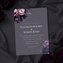 Convite de Casamento Floral Ameixa Gótica