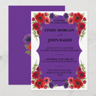 Convite de Casamento Floral - Anêmona