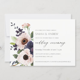 Convite de casamento Floral Anemone do Marinho Blu