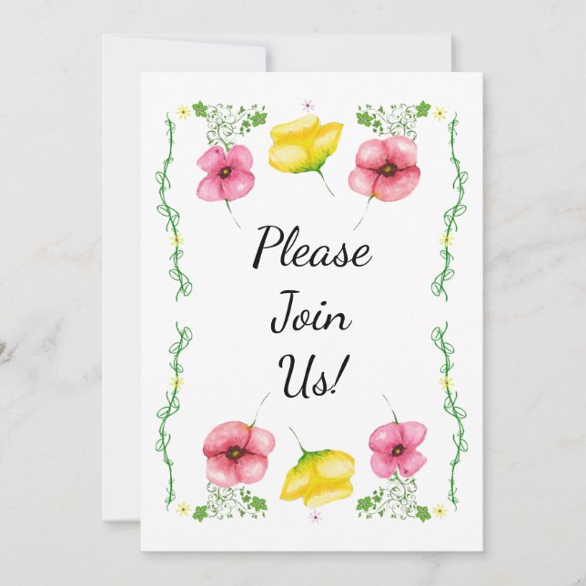 Convite de Casamento Floral Aquarela (Frente)