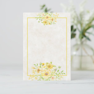 Convite de casamento floral aquarela amarela orçam