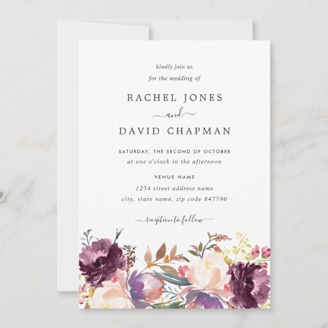 Convite de Casamento Floral Aquarela Bloom (Frente)