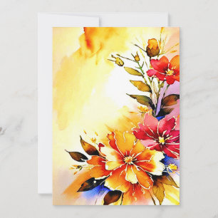 Convite de casamento floral aquarela brilhante em