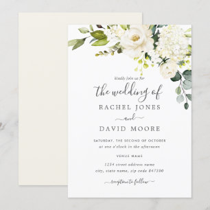Convite de Casamento Floral Aquarela Champanhe