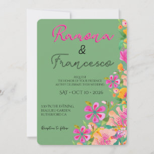 Convite de Casamento Floral Aquarela Fall For You