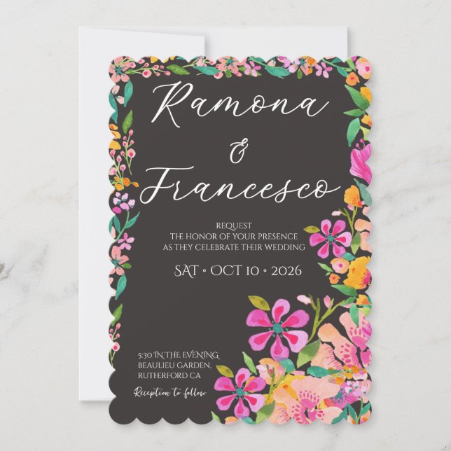 Convite de Casamento Floral Aquarela Fall For You (Frente)