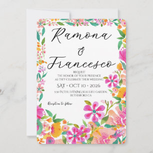 Convite de Casamento Floral Aquarela Fall For You