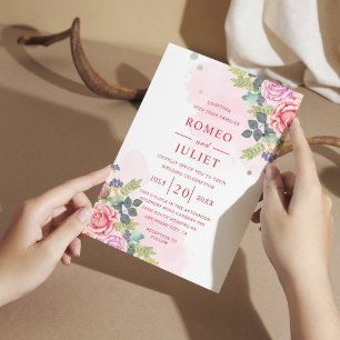 Convite de Casamento Floral Aquarela Jardim de Ver