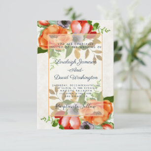 Convite de casamento floral aquarela orçamento