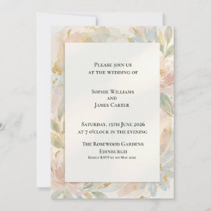 Convite de Casamento Floral Aquarela Pastel