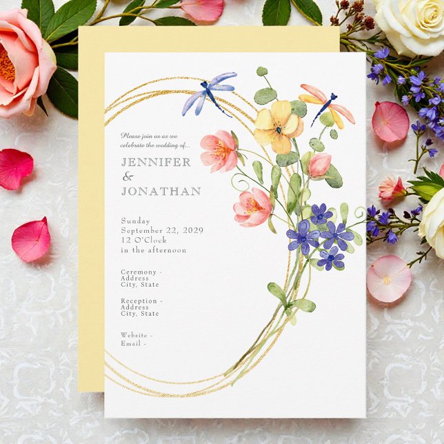Convite de Casamento Floral Aquarela Primavera (Criador carregado)
