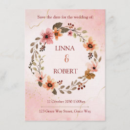 convite de casamento floral aquarela rosa claro