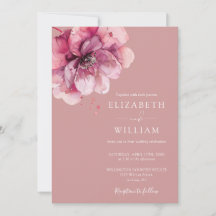 Convite de Casamento Floral Aquarela Rosa Pó Luxo