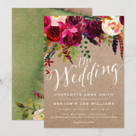 CONVITE DE CASAMENTO | Floral Aquarela Rústico Boh